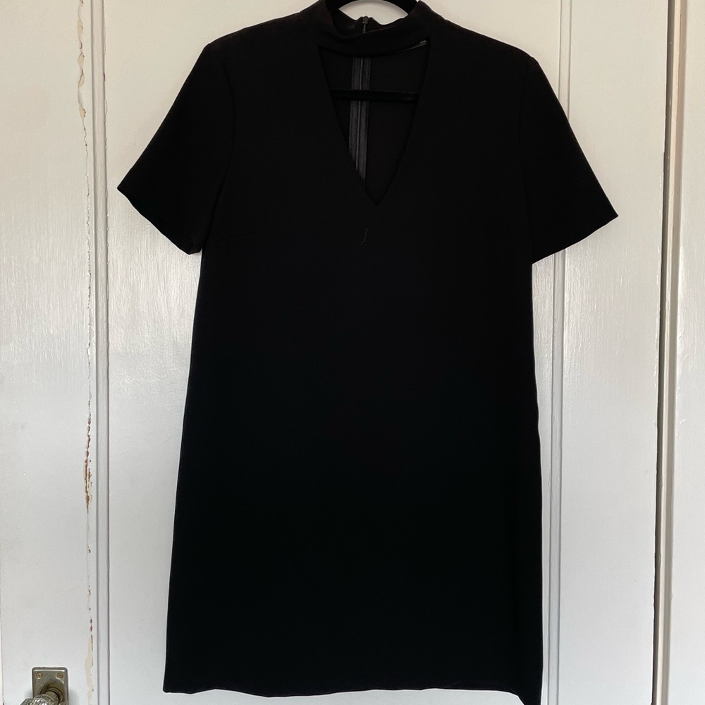 Zara black shift dress with collar